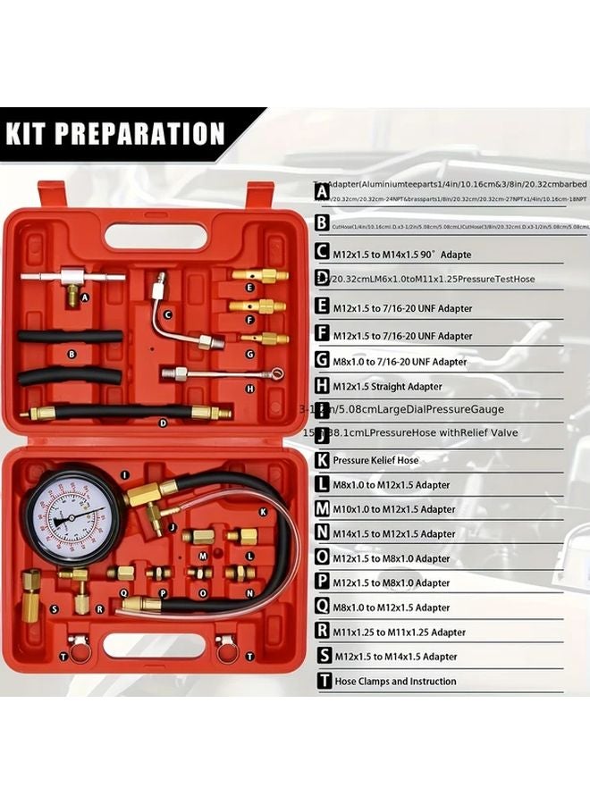 Fuel Pressure Gauge 0 140 PSI Injector Pump Pressure Testing Device Kit Automotive Tool - Image 2
